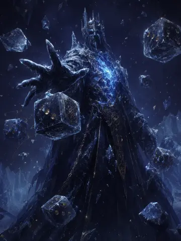 The Freezer, a towering figure of black ice holding dice frozen mid-roll